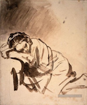 Hendrickje Slapend RJM Rembrandt Peinture à l'huile